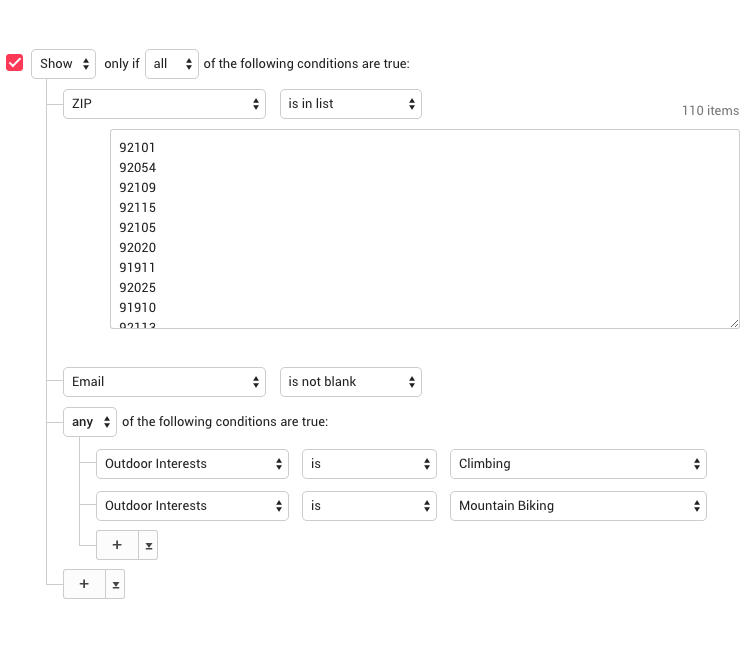 complex page list logic editor